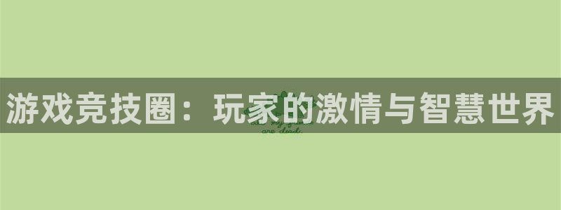赢咖娱乐注册开户：游戏竞技圈：玩家的激情与智慧世界